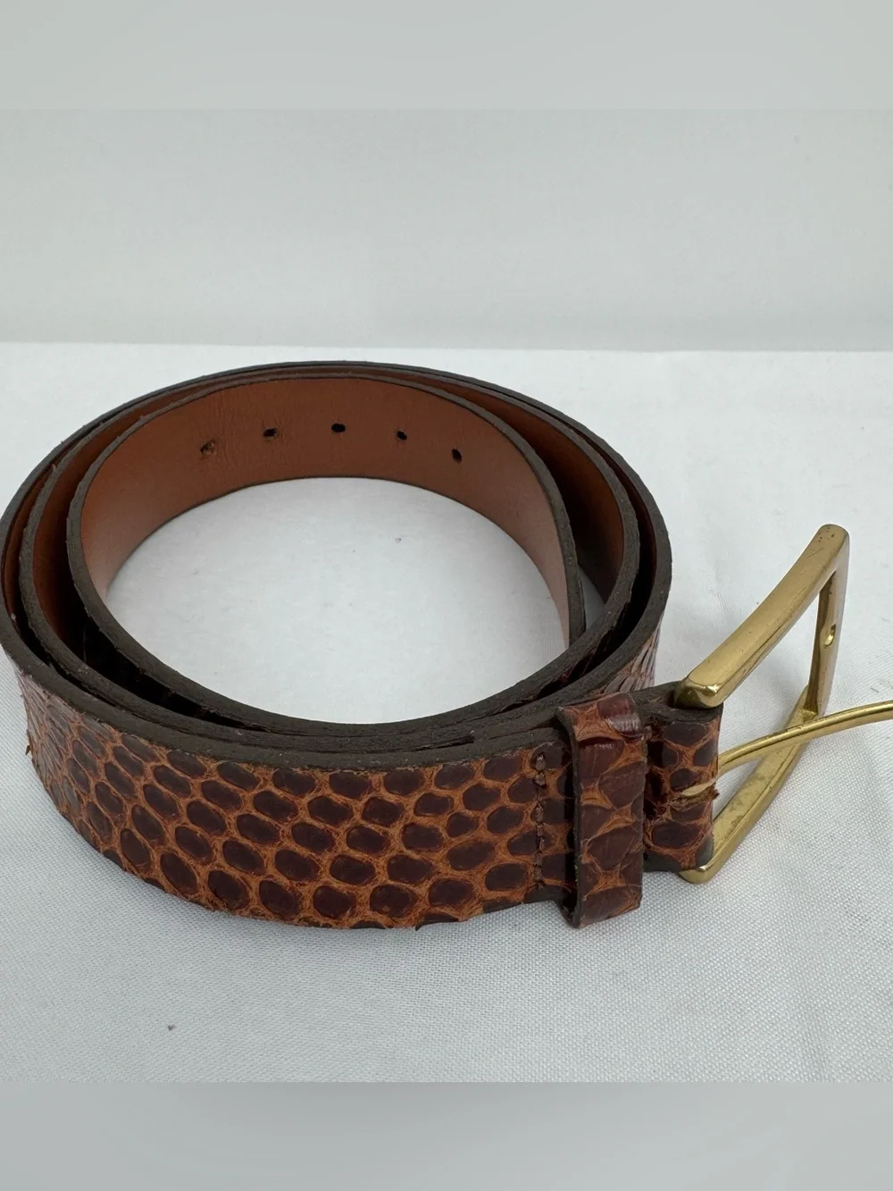 Trafalgar Size 42 Amazona Anaconda Belt Snakeskin Dress Brown Made in USA